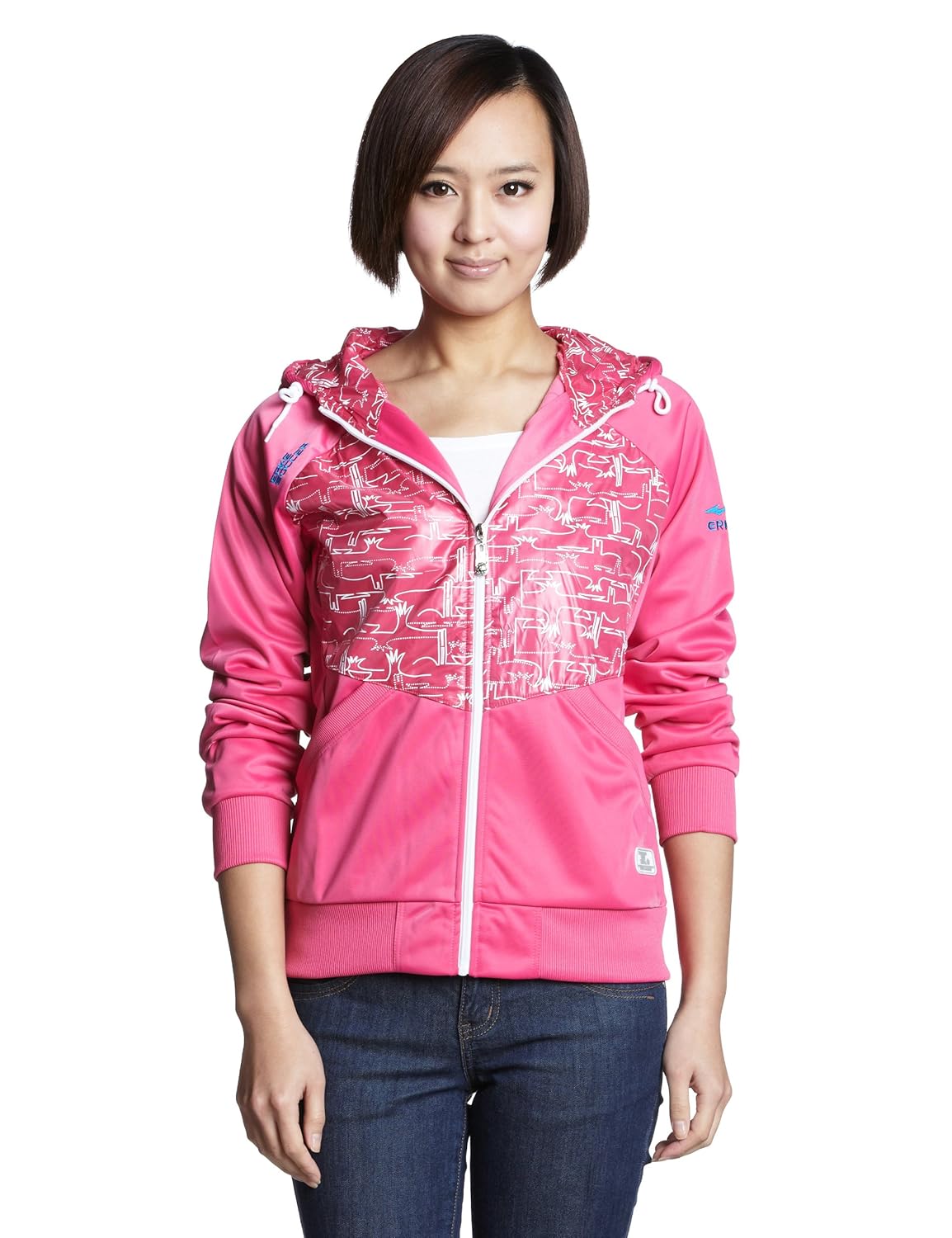 erke 鸿星尔克 女式 开衫带帽卫衣 玫红 m 14135350-46